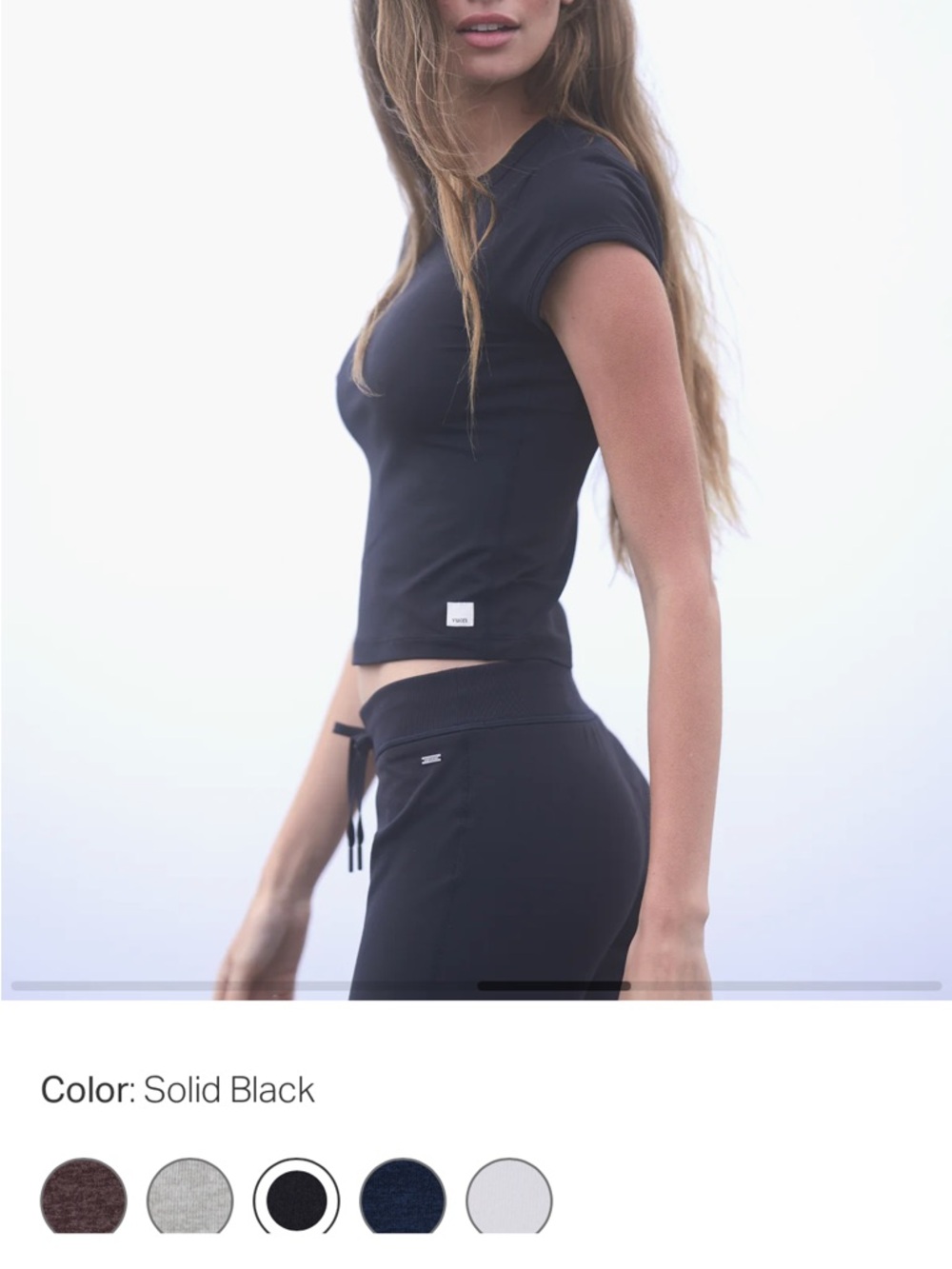 Vuori Black Baby Tee with Signature Patch